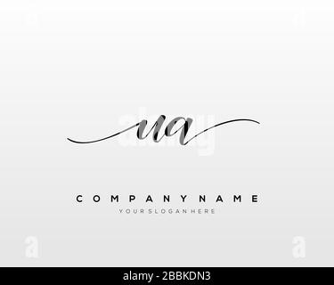 UA Initial Letter handwriting logo hand drawn template vector, logo for beauty, cosmetics, wedding, fashion and business Stock Vector