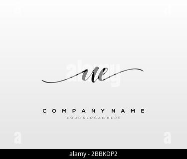 UE Initial Letter handwriting logo hand drawn template vector, logo for beauty, cosmetics, wedding, fashion and business Stock Vector