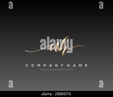 UH Initial Letter handwriting logo hand drawn template vector, logo for beauty, cosmetics, wedding, fashion and business Stock Vector