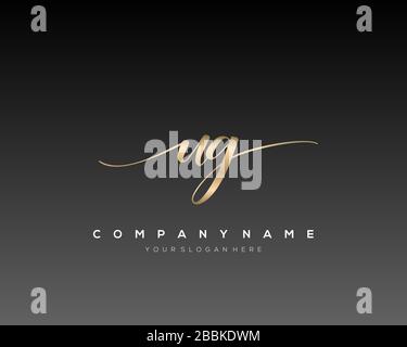 UG Initial Letter handwriting logo hand drawn template vector, logo for beauty, cosmetics, wedding, fashion and business Stock Vector