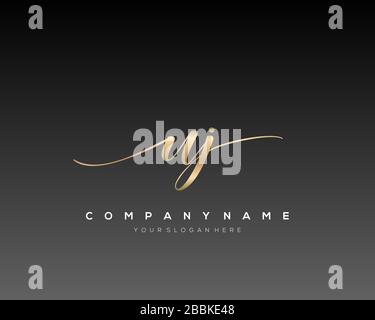 UJ Initial Letter handwriting logo hand drawn template vector, logo for beauty, cosmetics, wedding, fashion and business Stock Vector