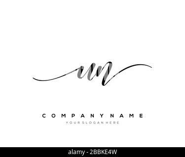 UN Initial Letter handwriting logo hand drawn template vector, logo for beauty, cosmetics, wedding, fashion and business Stock Vector