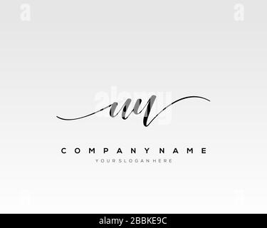 UU Initial Letter handwriting logo hand drawn template vector, logo for beauty, cosmetics, wedding, fashion and business Stock Vector