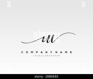 UV Initial Letter handwriting logo hand drawn template vector, logo for beauty, cosmetics, wedding, fashion and business Stock Vector