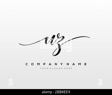 UZ Initial Letter handwriting logo hand drawn template vector, logo for beauty, cosmetics, wedding, fashion and business Stock Vector