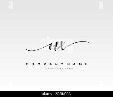 UX Initial Letter handwriting logo hand drawn template vector, logo for beauty, cosmetics, wedding, fashion and business Stock Vector