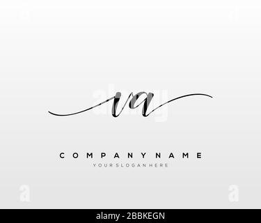 VA Initial Letter handwriting logo hand drawn template vector, logo for beauty, cosmetics, wedding, fashion and business Stock Vector