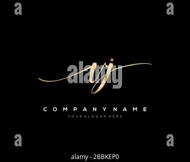VJ Initial Letter handwriting logo hand drawn template vector, logo for beauty, cosmetics, wedding, fashion and business Stock Vector