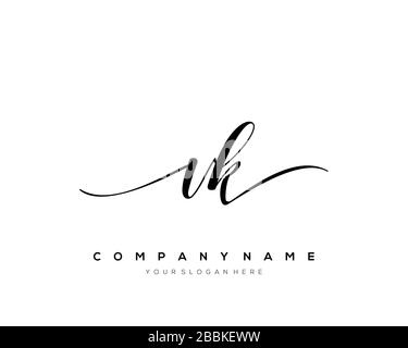 VK Initial Letter handwriting logo hand drawn template vector, logo for beauty, cosmetics, wedding, fashion and business Stock Vector