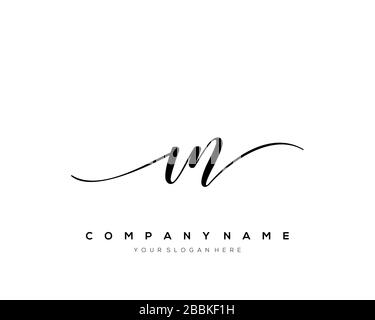 VN Initial Letter handwriting logo hand drawn template vector, logo for beauty, cosmetics, wedding, fashion and business Stock Vector