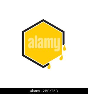 simple drop honey hive hexagonal symbol frame vector Stock Vector