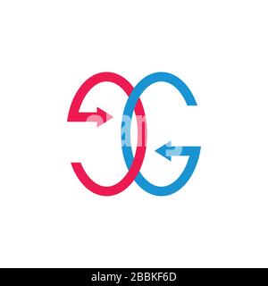 letter eg linked colorful arrow logo vector Stock Vector