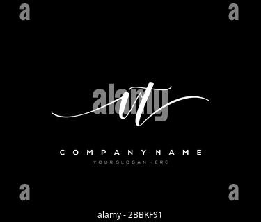 VT Initial Letter handwriting logo hand drawn template vector, logo for beauty, cosmetics, wedding, fashion and business Stock Vector