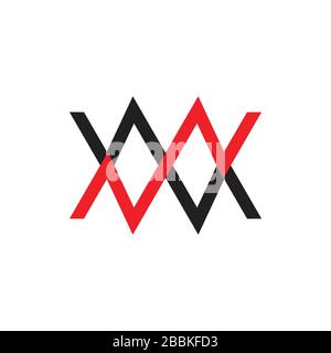 abstract letter mw simple linked line color logo vector Stock Vector
