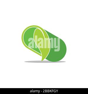 capsule leaf shape monogram natural medicine symbol logo vector Stock Vector