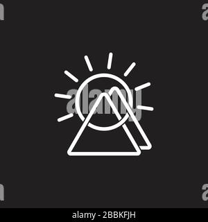 mountain sun linked lines symbol logo vector Stock Vector
