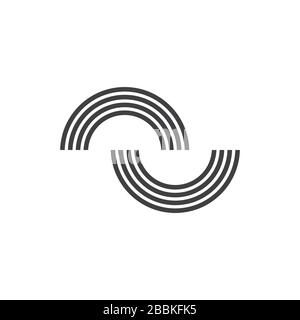 linked curves line simple rainbow shape logo vector Stock Vector