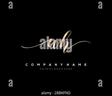 WH Initial Letter handwriting logo hand drawn template vector, logo for beauty, cosmetics, wedding, fashion and business Stock Vector