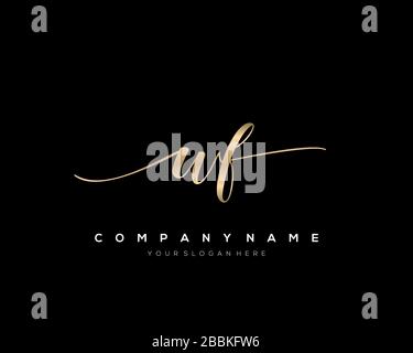 WF Initial Letter handwriting logo hand drawn template vector, logo for beauty, cosmetics, wedding, fashion and business Stock Vector