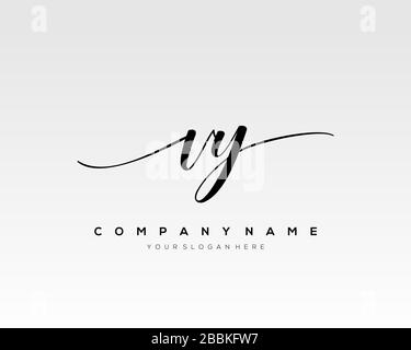 VY Initial Letter handwriting logo hand drawn template vector, logo for beauty, cosmetics, wedding, fashion and business Stock Vector
