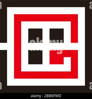 abstract letter gc square linear geometric window symbol logo vector Stock Vector