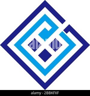 letter ge square colorful geometric line clear logo vector Stock Vector