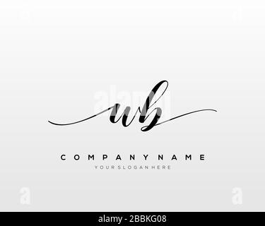 WB Initial Letter handwriting logo hand drawn template vector, logo for beauty, cosmetics, wedding, fashion and business Stock Vector