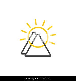 linked mountain sun linear icon vector Stock Vector