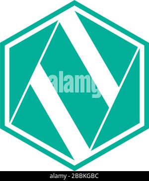 letter n hexagonal geometric flat origami design logo vector Stock Vector