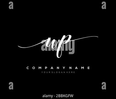 WP Initial Letter handwriting logo hand drawn template vector, logo for beauty, cosmetics, wedding, fashion and business Stock Vector