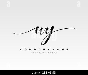 WY Initial Letter handwriting logo hand drawn template vector, logo for beauty, cosmetics, wedding, fashion and business Stock Vector