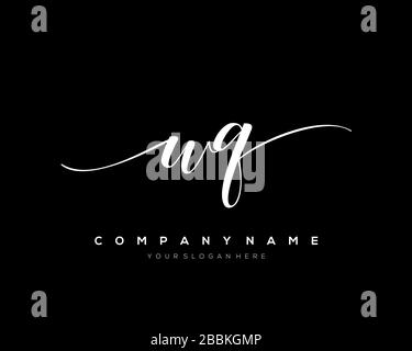 WQ Initial Letter handwriting logo hand drawn template vector, logo for beauty, cosmetics, wedding, fashion and business Stock Vector
