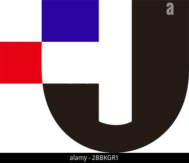letter uj simple geometric motion design logo vector Stock Vector