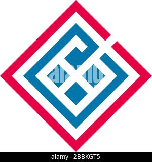 letter ce square geometric line design logo vector Stock Vector