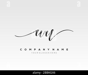 WU Initial Letter handwriting logo hand drawn template vector, logo for beauty, cosmetics, wedding, fashion and business Stock Vector