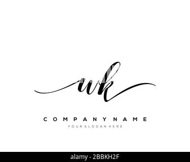 WK Initial Letter handwriting logo hand drawn template vector, logo for beauty, cosmetics, wedding, fashion and business Stock Vector