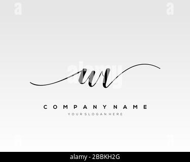 WV Initial Letter handwriting logo hand drawn template vector, logo for beauty, cosmetics, wedding, fashion and business Stock Vector