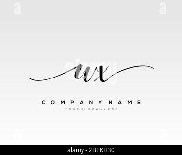 WX Initial Letter handwriting logo hand drawn template vector, logo for beauty, cosmetics, wedding, fashion and business Stock Vector
