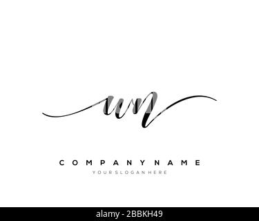 WN Initial Letter handwriting logo hand drawn template vector, logo for beauty, cosmetics, wedding, fashion and business Stock Vector