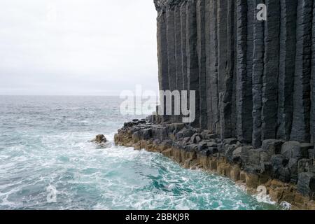 The characteristic volcanic hexagon shaped stones and rocks of the ...
