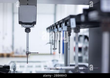 Close up of professional automatic 3D measuring system machine for plastic moldings, industrial and automotive concept Stock Photo