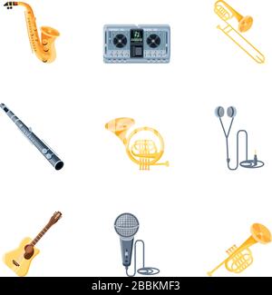 set of icons musical instruments on white background vector illustration design Stock Vector