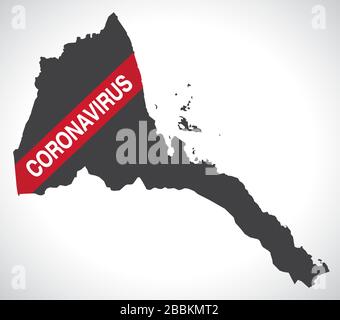 Eritrea map with Coronavirus warning illustration Stock Vector