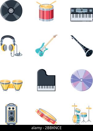 set of icons musical instruments on white background vector illustration design Stock Vector