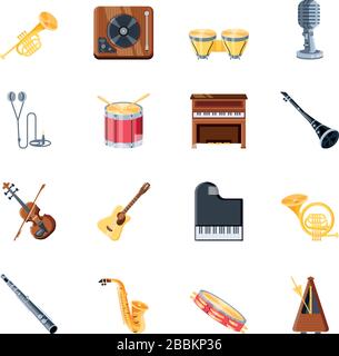 set of icons musical instruments on white background vector illustration design Stock Vector