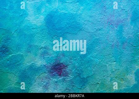 Abstract blue color tone painted wall texture background outdoors Stock Photo