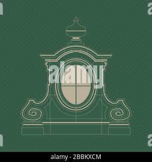 Decorative oval dormer window. Isolated vector object. Stock Vector