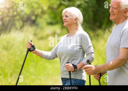 Senior Couple Exercising In Park Stock Photo