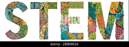 Word STEM. Vector zentangle object for decoration Stock Vector