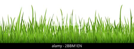 eps vector background template file of seamless panorama green summer grass on lower side for summer or spring designs Stock Vector